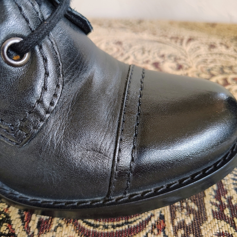 Vintage by Steve Madden Black Leather Mid-Calf Combat Boots Size 7M 90's - Picture 3 of 12